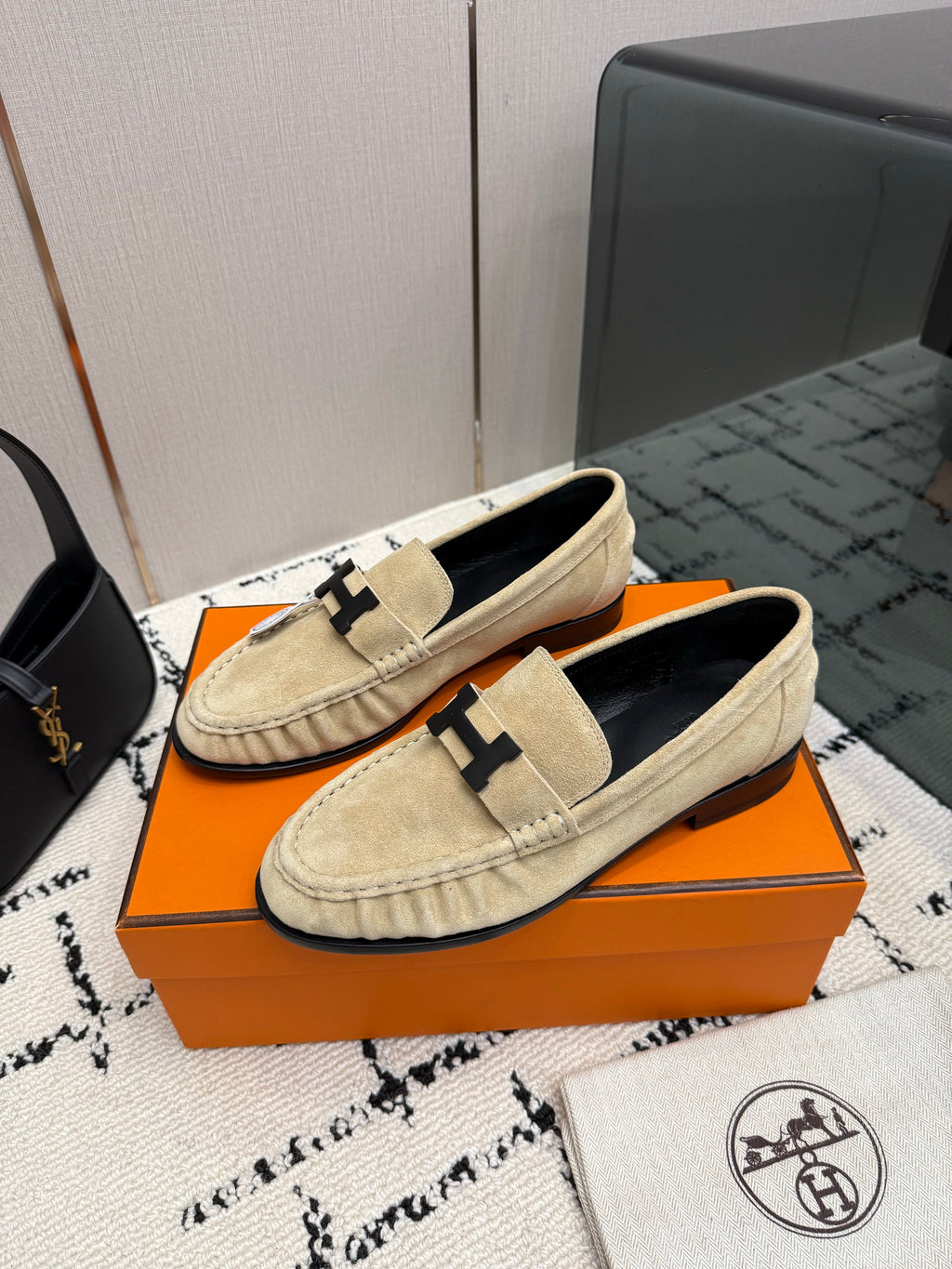 Loafer in suede goatskin with iconic "Paris" buckle