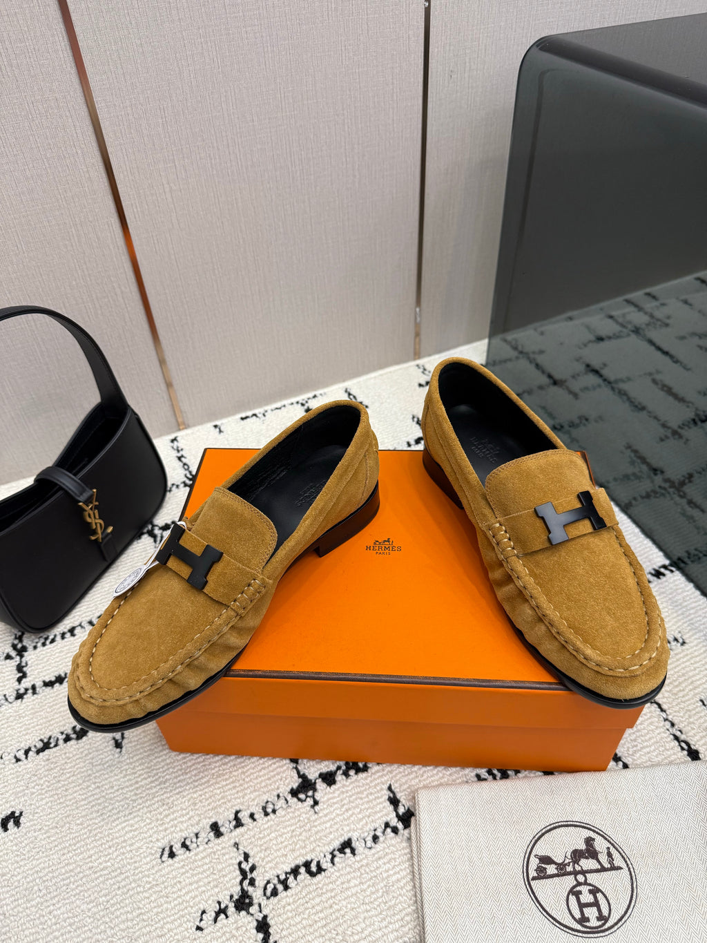 Loafer in suede goatskin with iconic "Paris" buckle