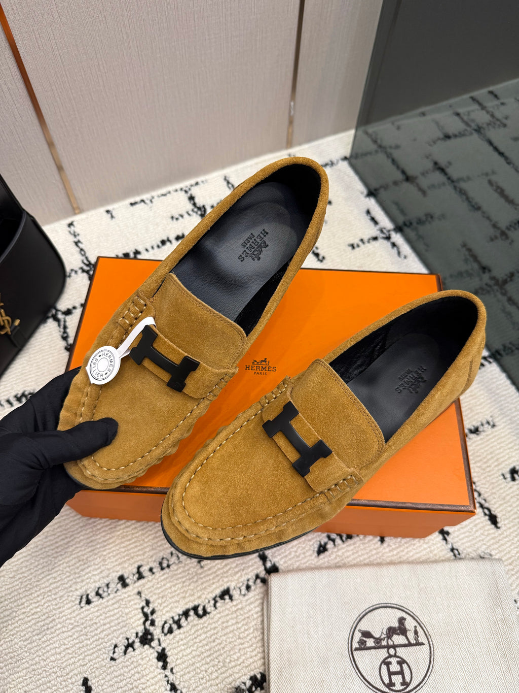 Loafer in suede goatskin with iconic "Paris" buckle