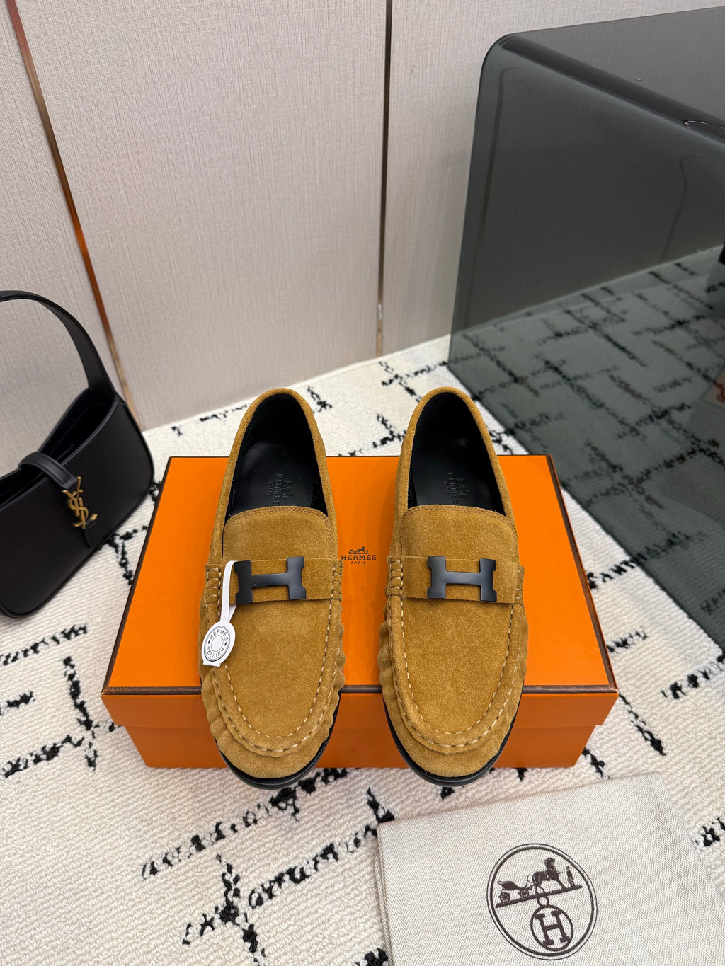 Loafer in suede goatskin with iconic "Paris" buckle