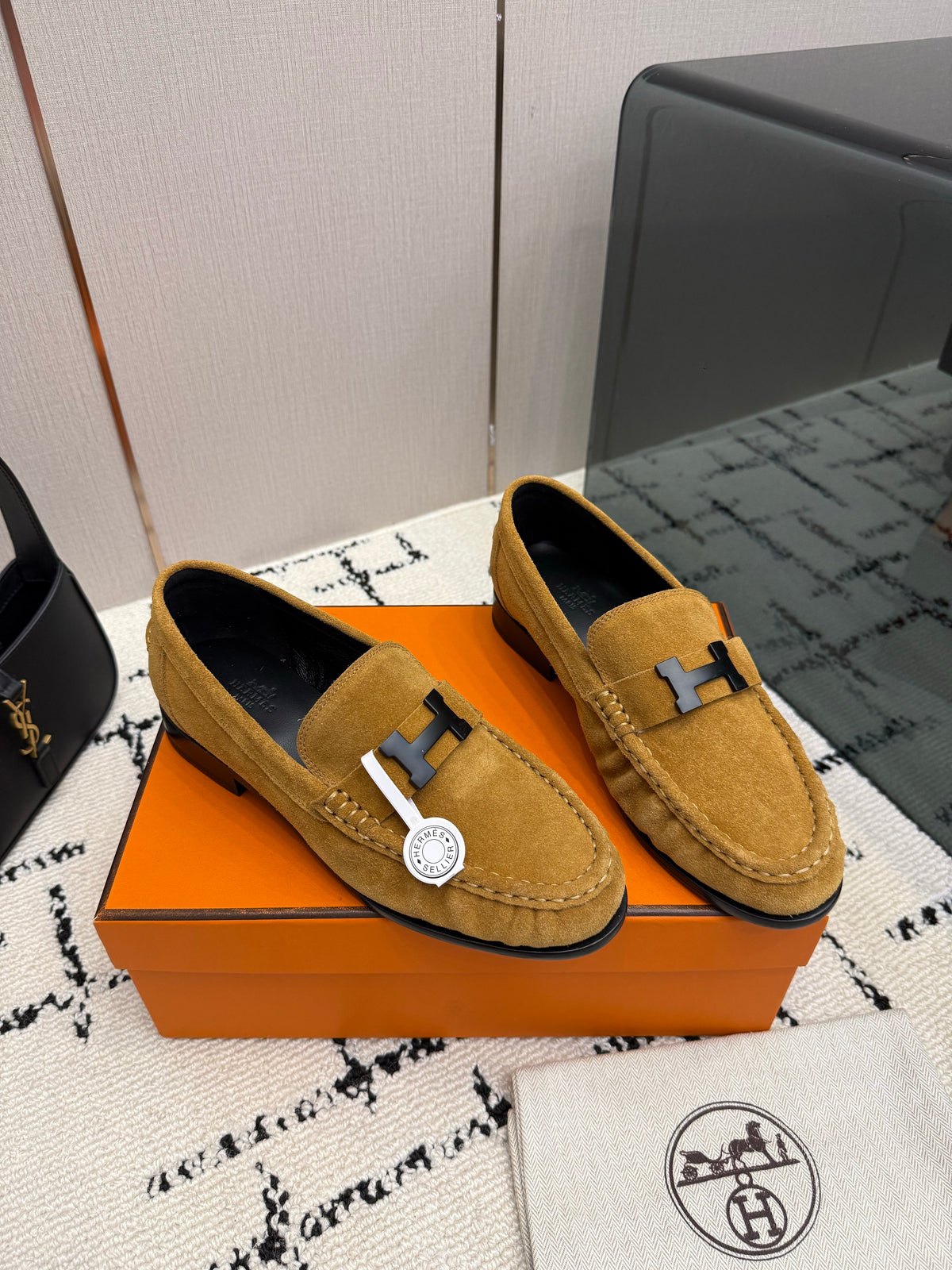 Loafer in suede goatskin with iconic "Paris" buckle