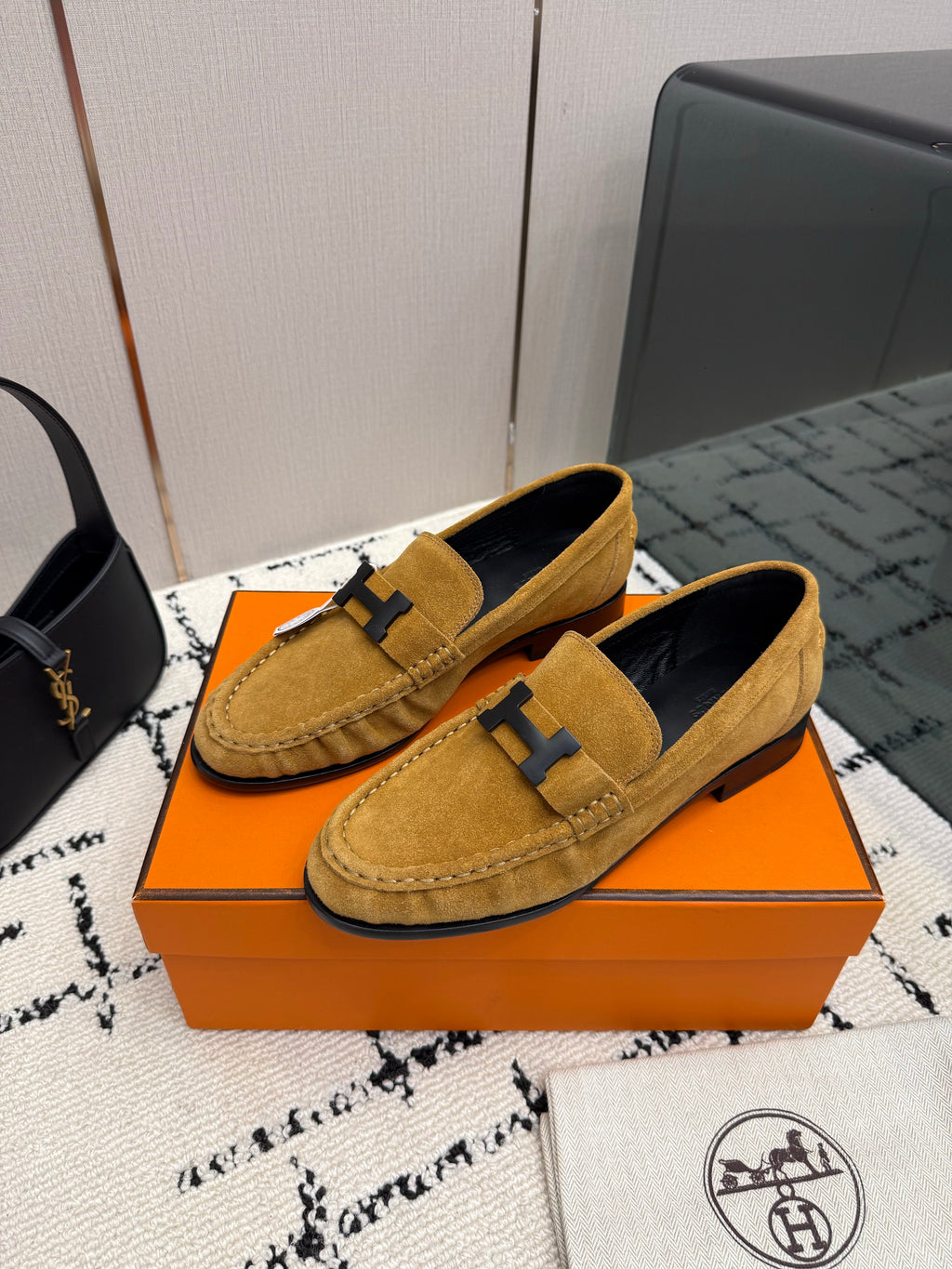 Loafer in suede goatskin with iconic "Paris" buckle