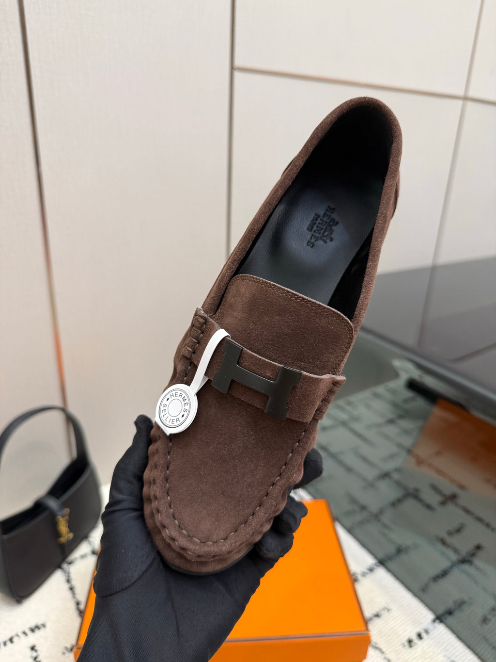 Loafer in suede goatskin with iconic "Paris" buckle