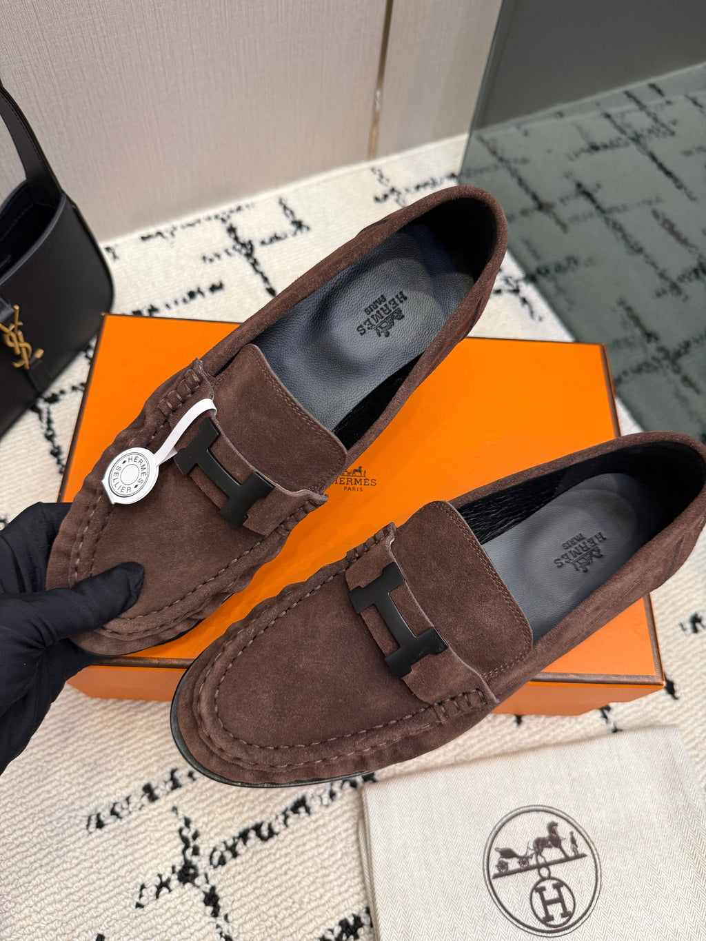 Loafer in suede goatskin with iconic "Paris" buckle