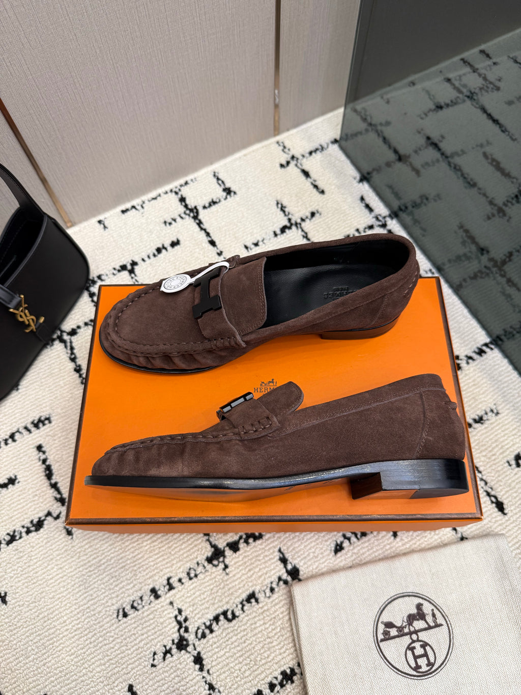 Loafer in suede goatskin with iconic "Paris" buckle