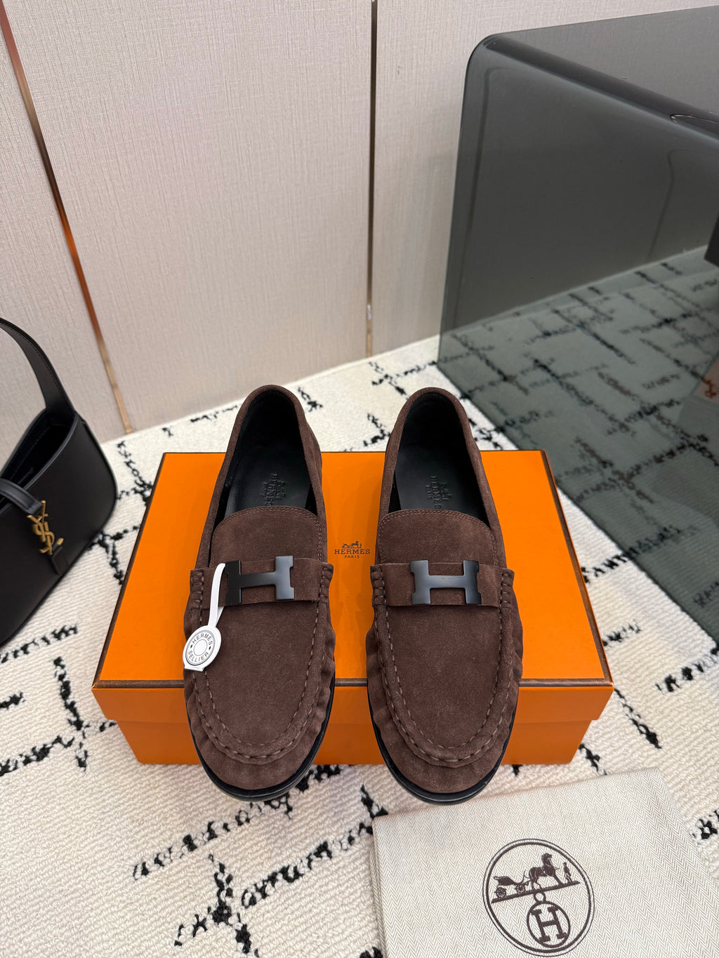 Loafer in suede goatskin with iconic "Paris" buckle