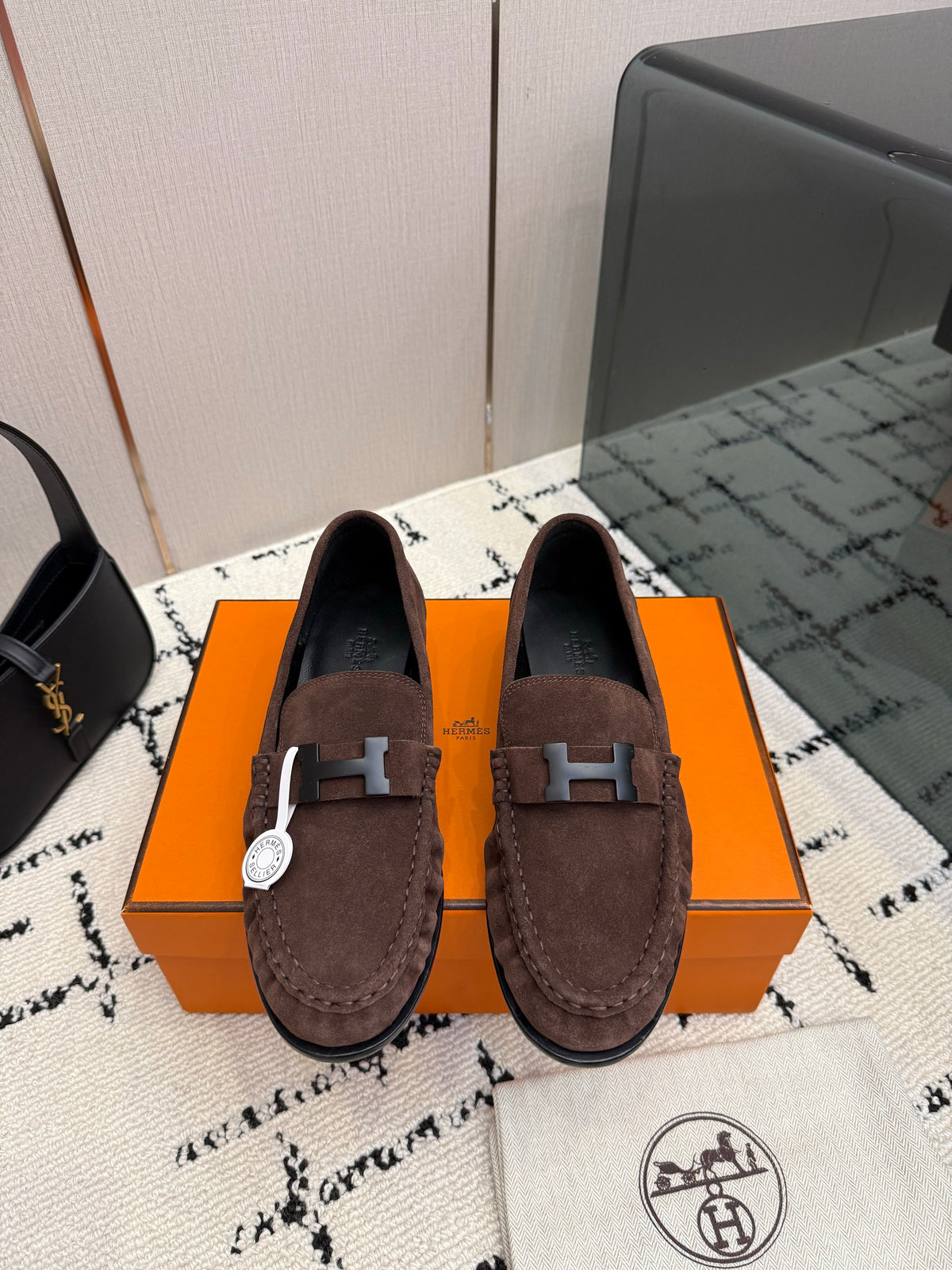 Loafer in suede goatskin with iconic "Paris" buckle
