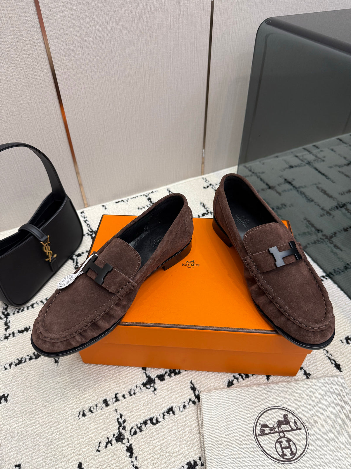 Loafer in suede goatskin with iconic "Paris" buckle