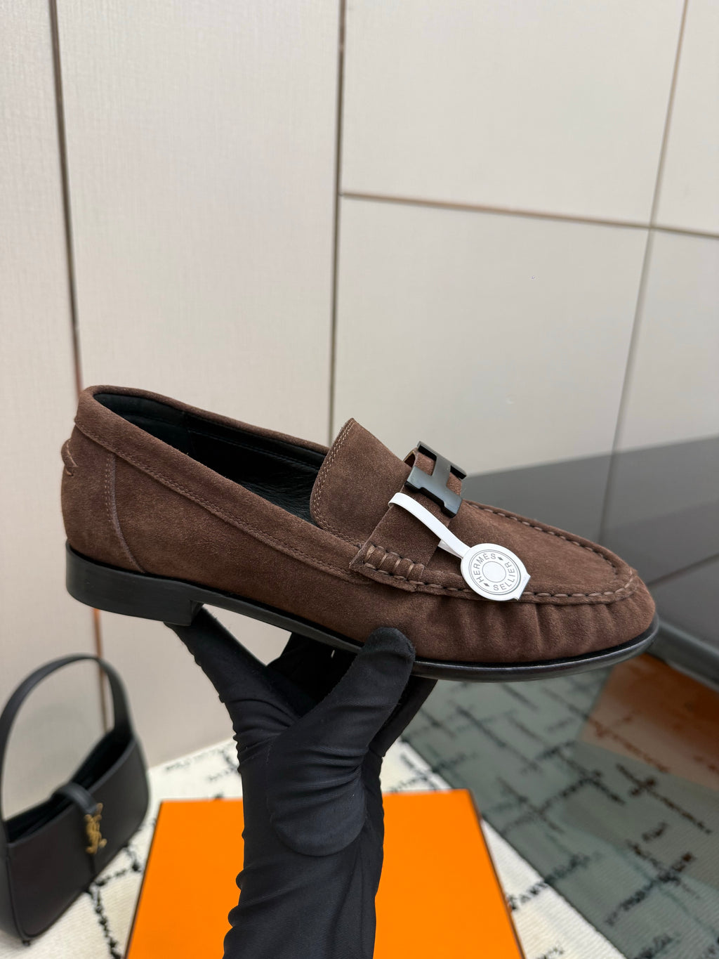 Loafer in suede goatskin with iconic "Paris" buckle