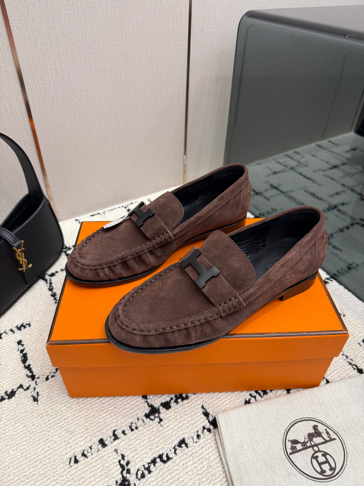 Loafer in suede goatskin with iconic "Paris" buckle