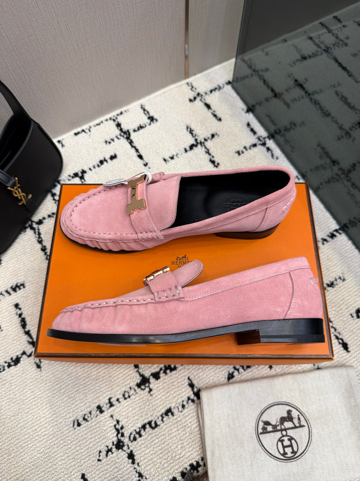 Loafer in suede goatskin with iconic "Paris" buckle