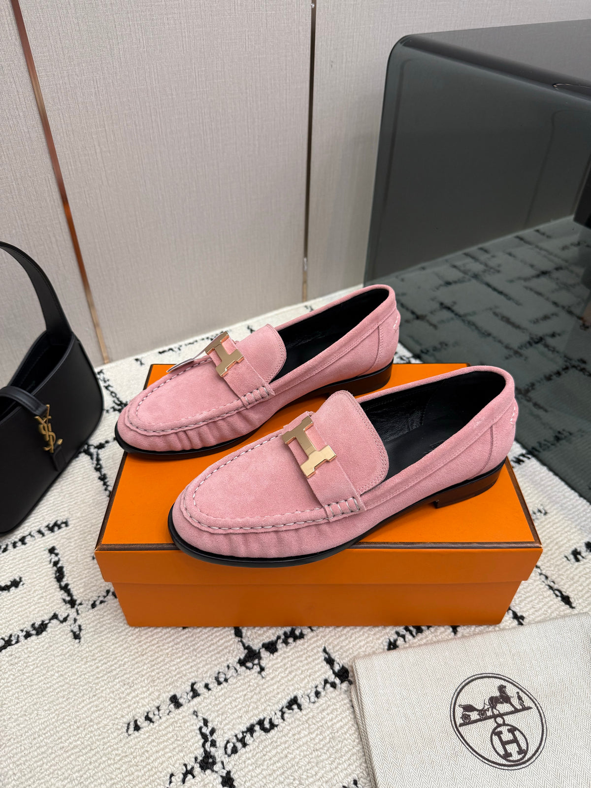 Loafer in suede goatskin with iconic "Paris" buckle