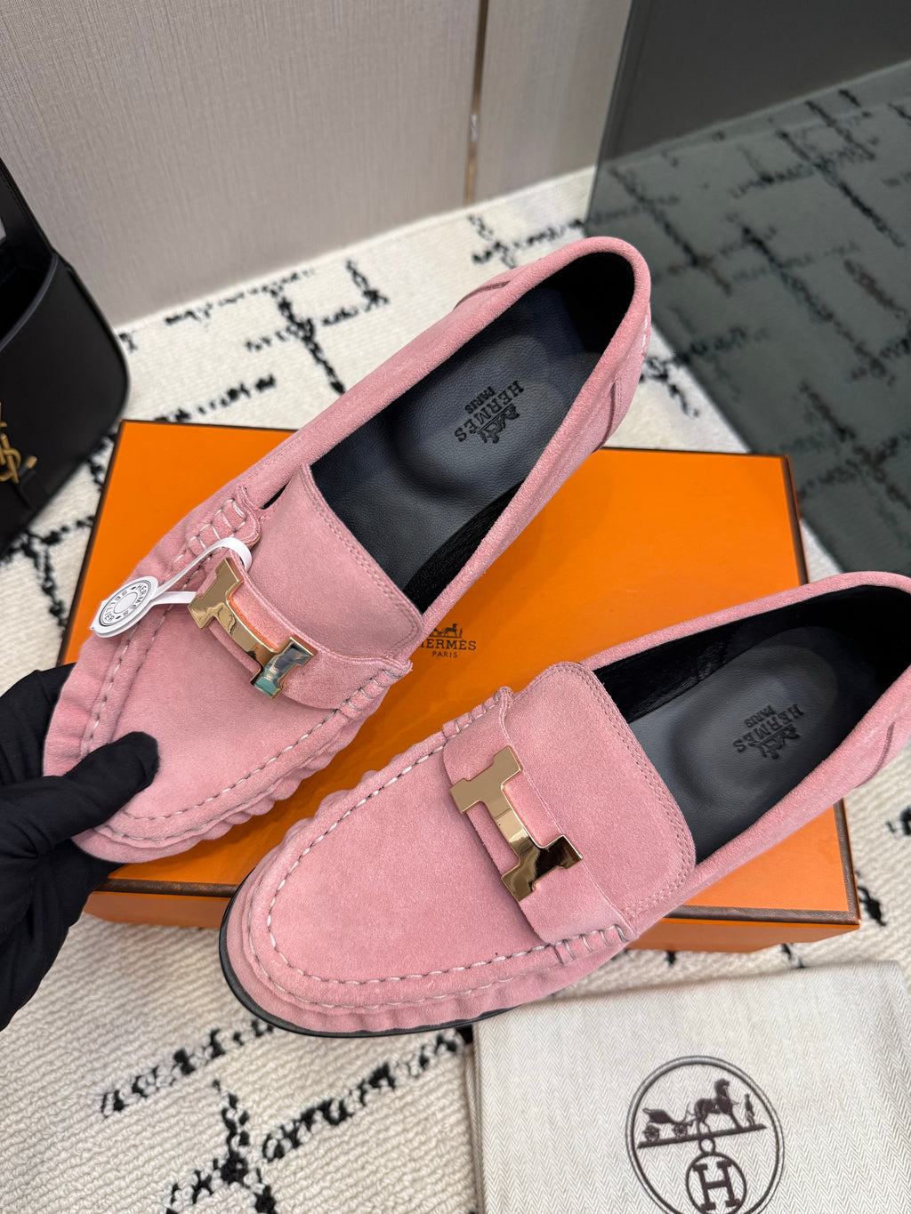 Loafer in suede goatskin with iconic "Paris" buckle
