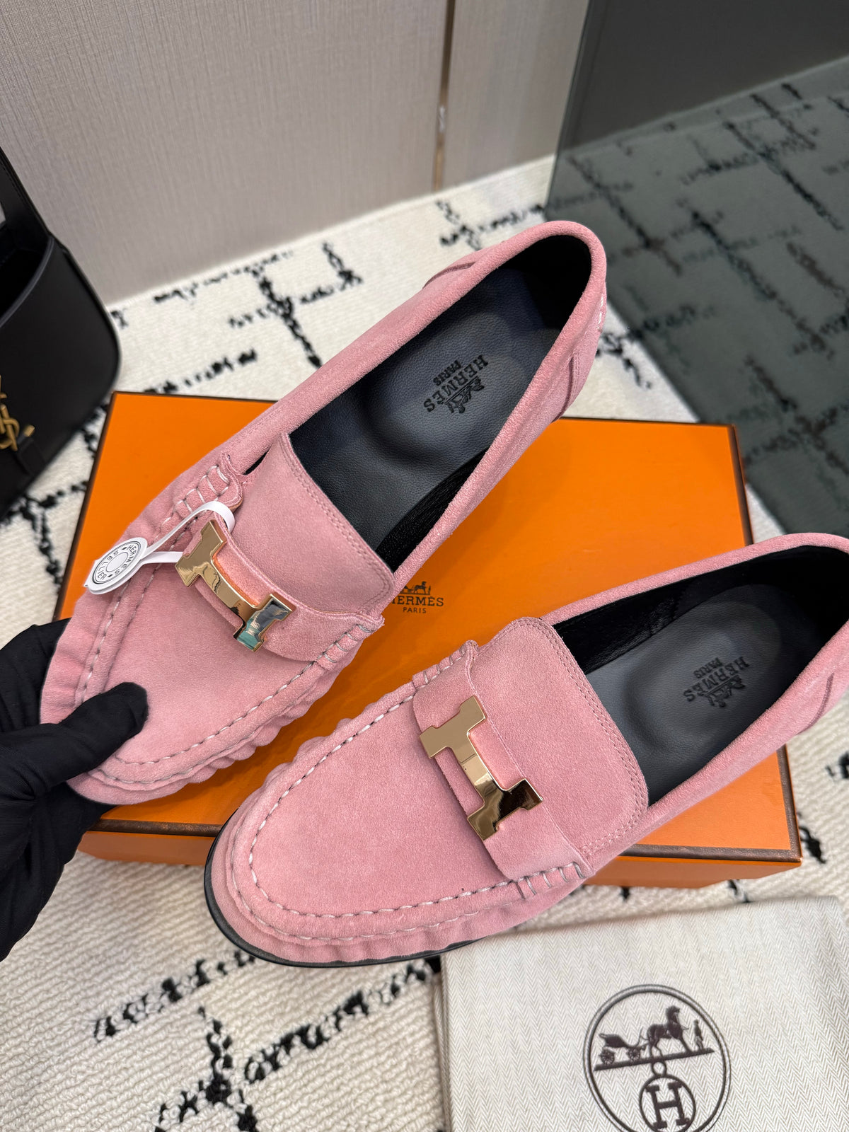 Loafer in suede goatskin with iconic "Paris" buckle