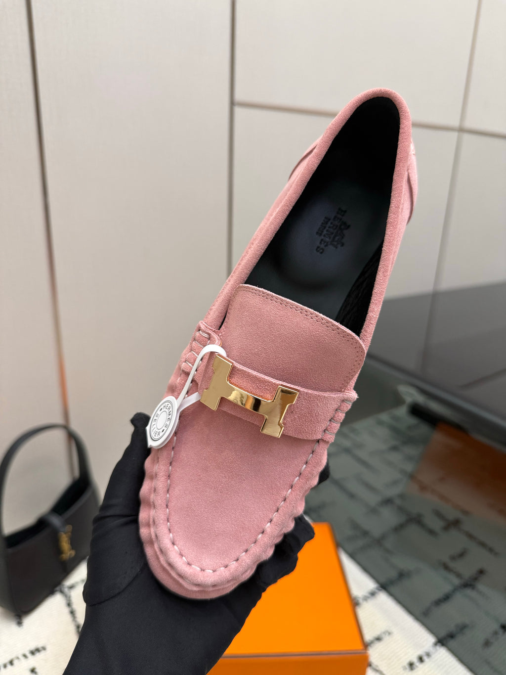 Loafer in suede goatskin with iconic "Paris" buckle