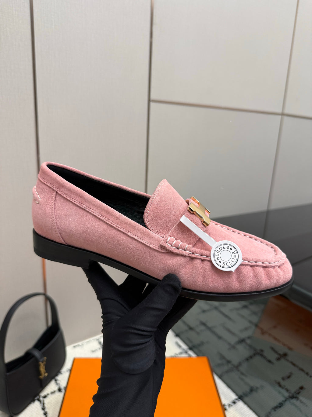 Loafer in suede goatskin with iconic "Paris" buckle