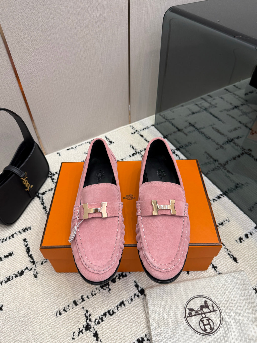 Loafer in suede goatskin with iconic "Paris" buckle