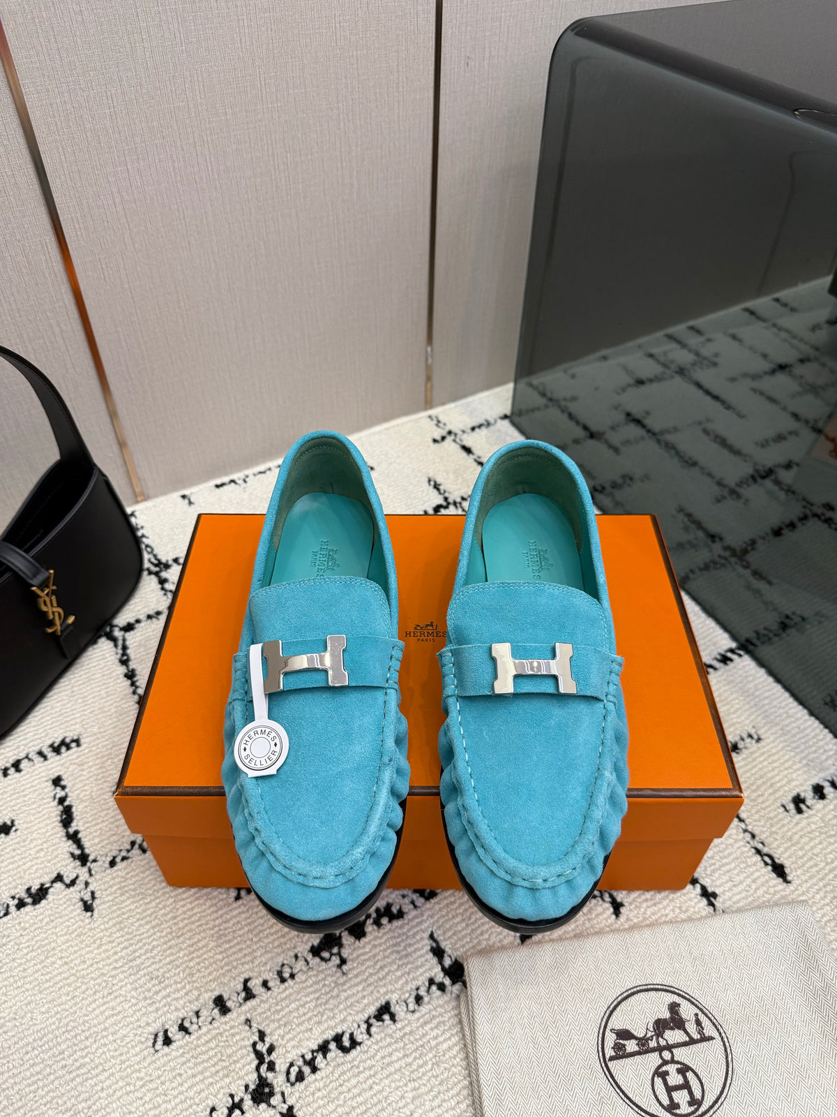 Loafer in suede goatskin with iconic "Paris" buckle