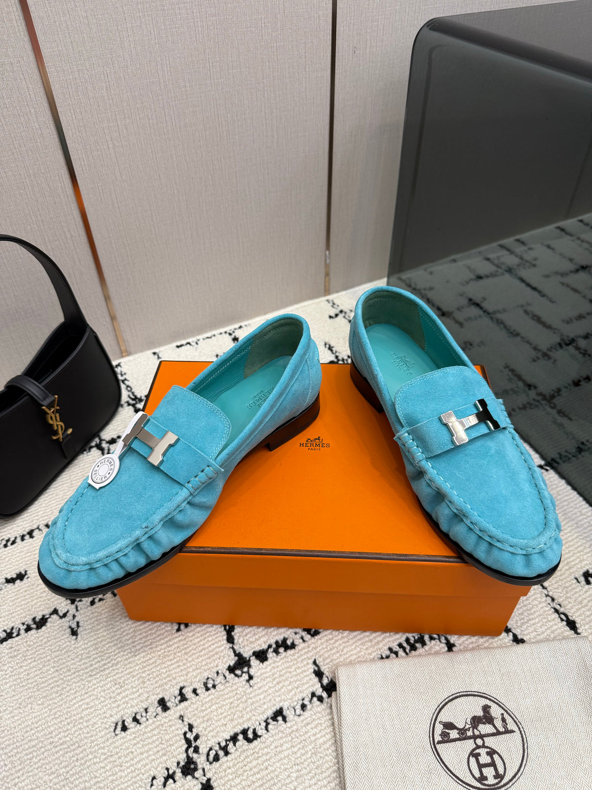 Loafer in suede goatskin with iconic "Paris" buckle