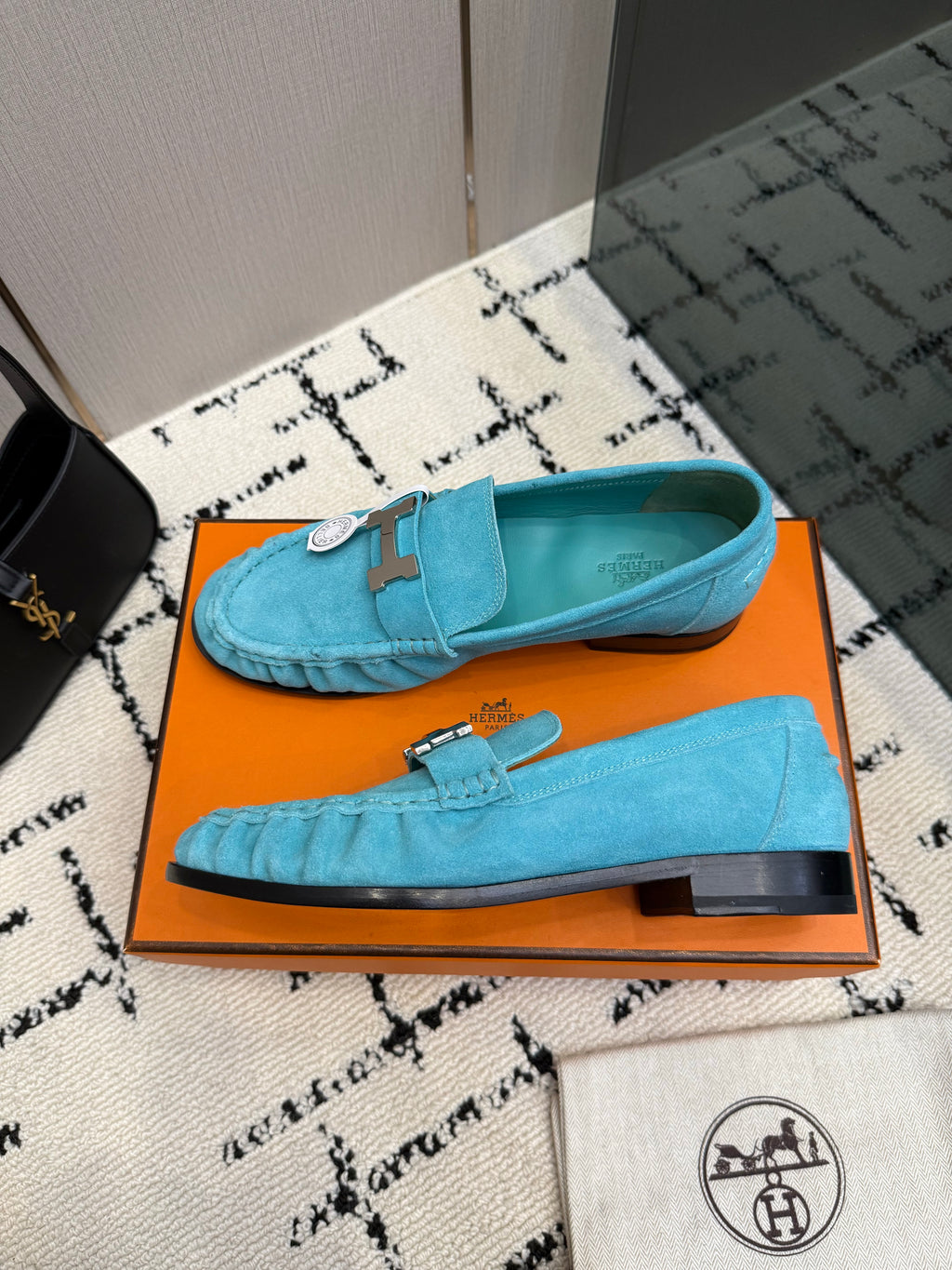 Loafer in suede goatskin with iconic "Paris" buckle