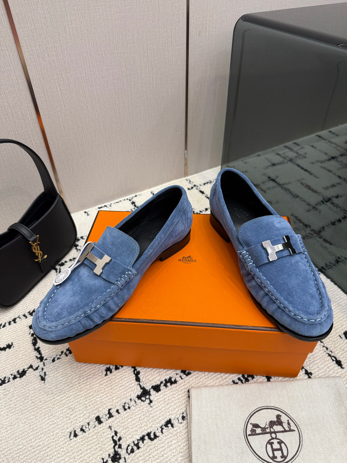 Loafer in suede goatskin with iconic "Paris" buckle