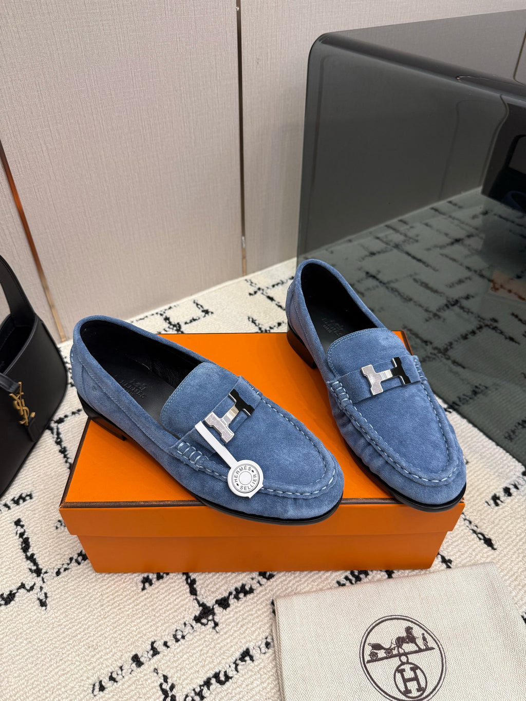 Loafer in suede goatskin with iconic "Paris" buckle