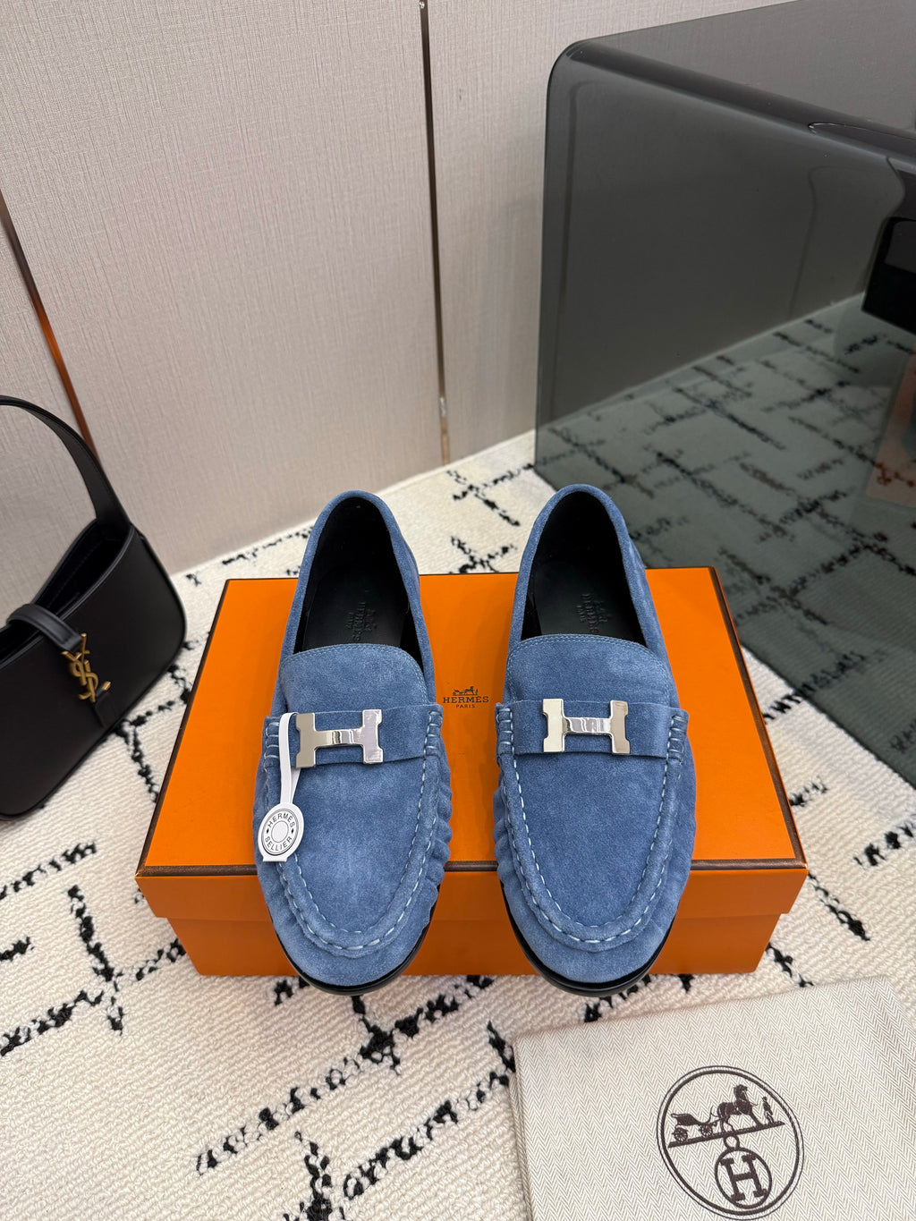 Loafer in suede goatskin with iconic "Paris" buckle