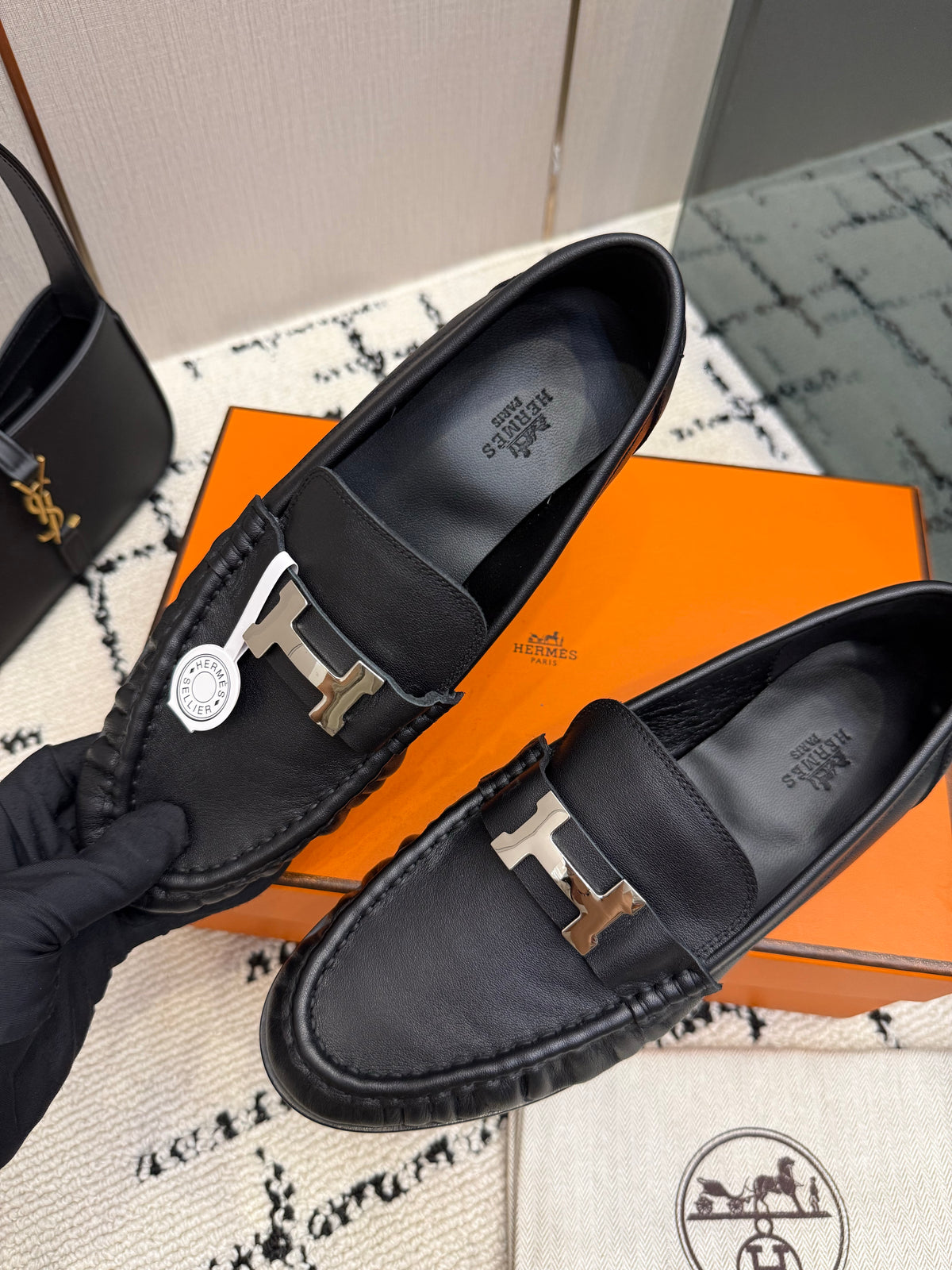 Loafer in suede goatskin with iconic "Paris" buckle