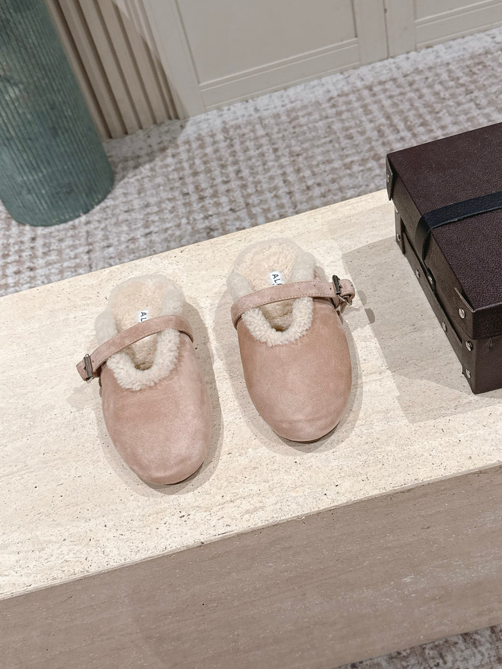 Brown Shearling-Lined Loafers