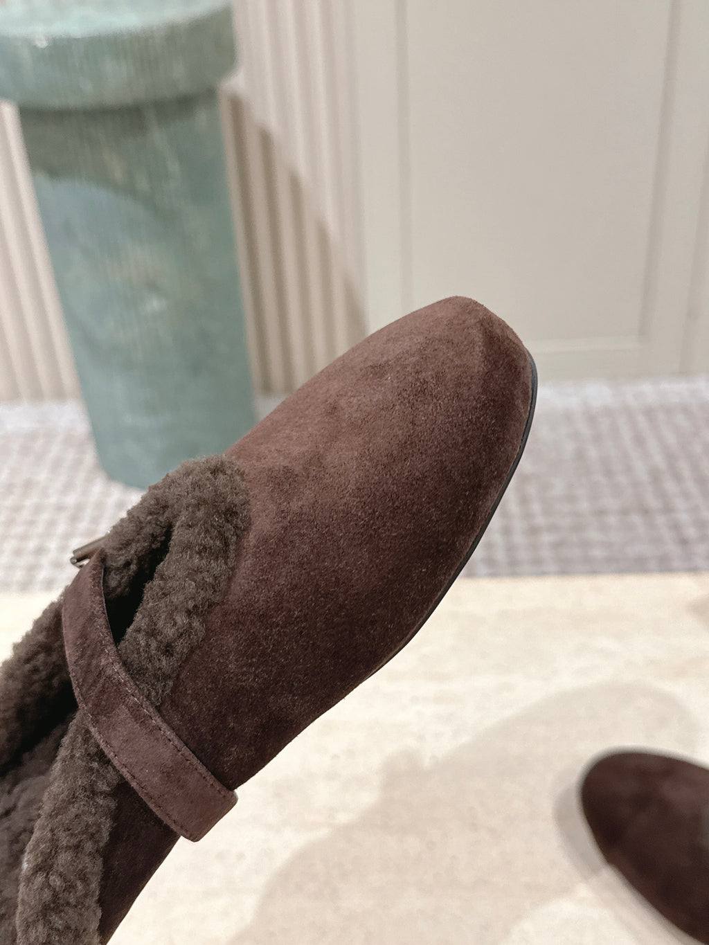 Brown Shearling-Lined Loafers