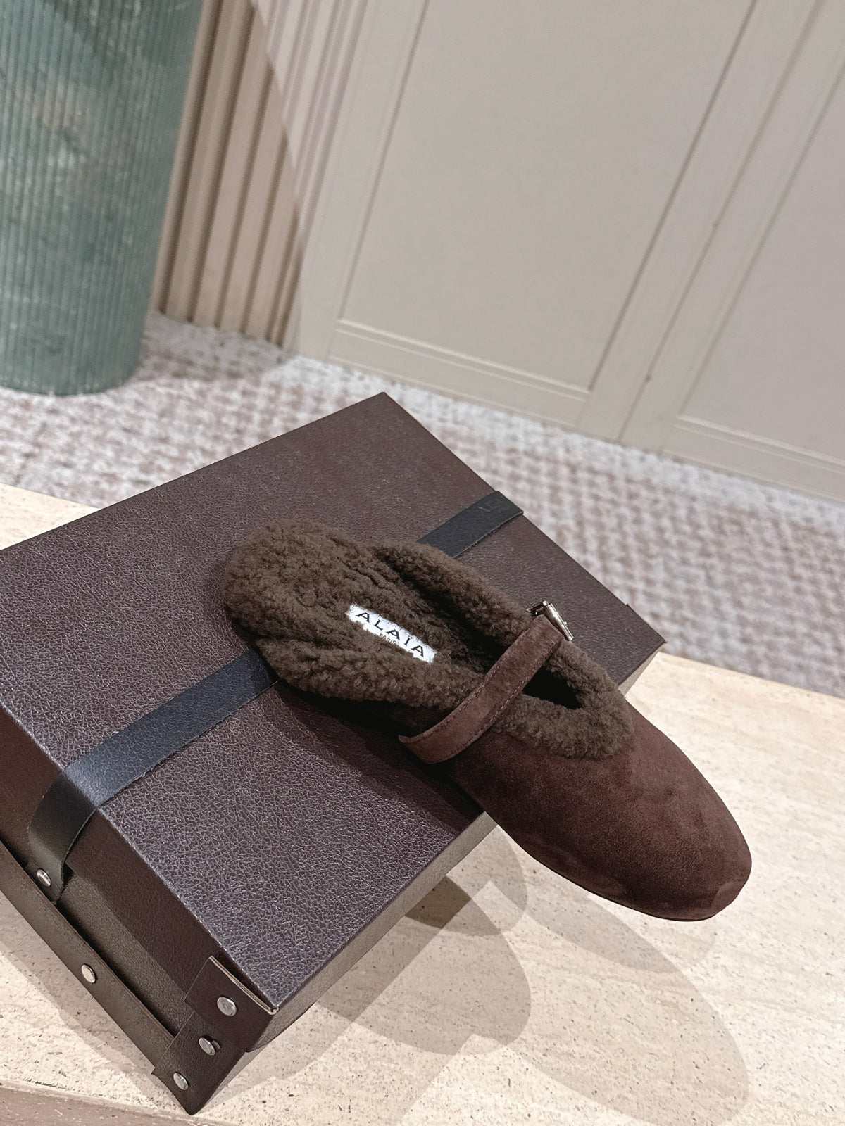 Brown Shearling-Lined Loafers