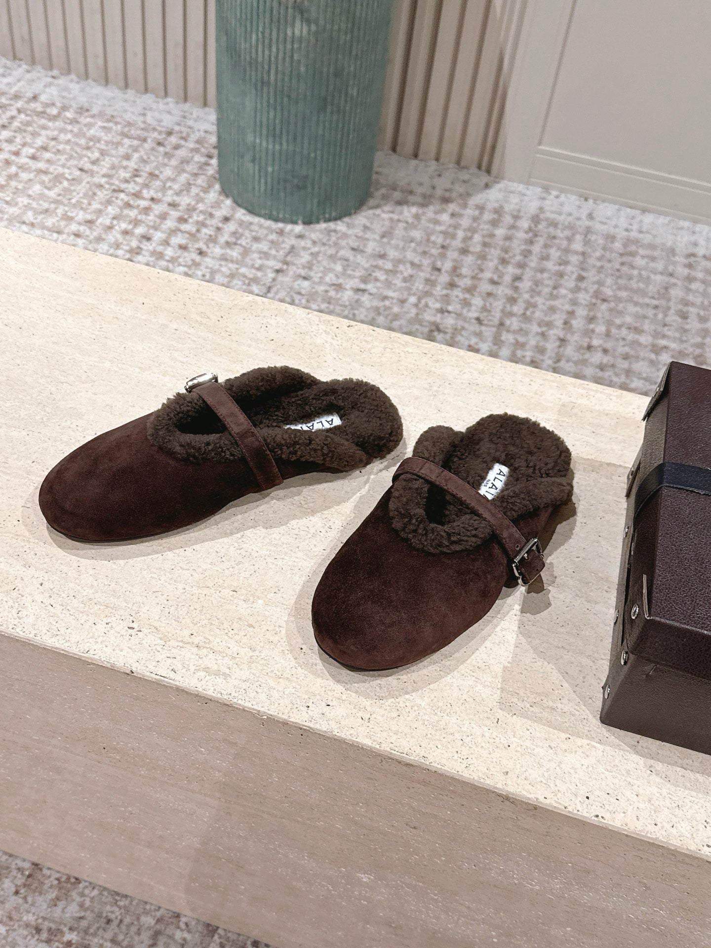 Brown Shearling-Lined Loafers