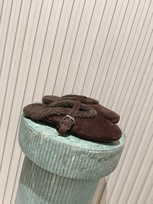 Brown Shearling-Lined Loafers