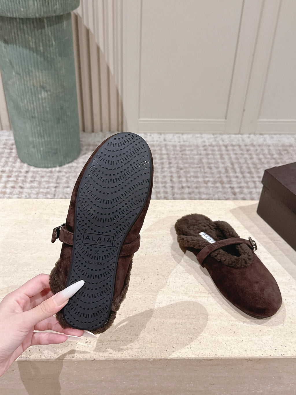 Brown Shearling-Lined Loafers