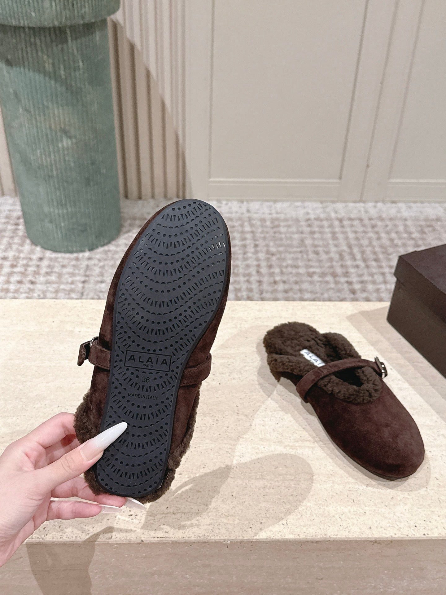 Brown Shearling-Lined Loafers