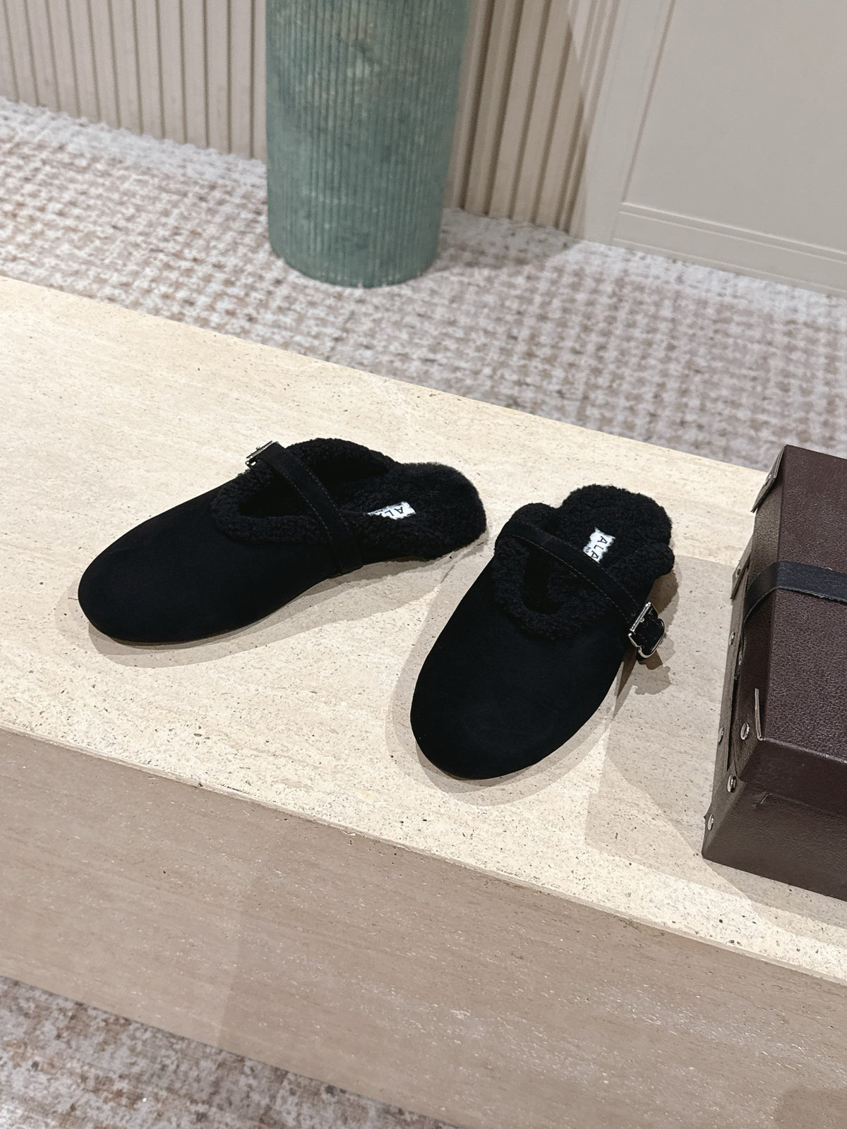 Brown Shearling-Lined Loafers