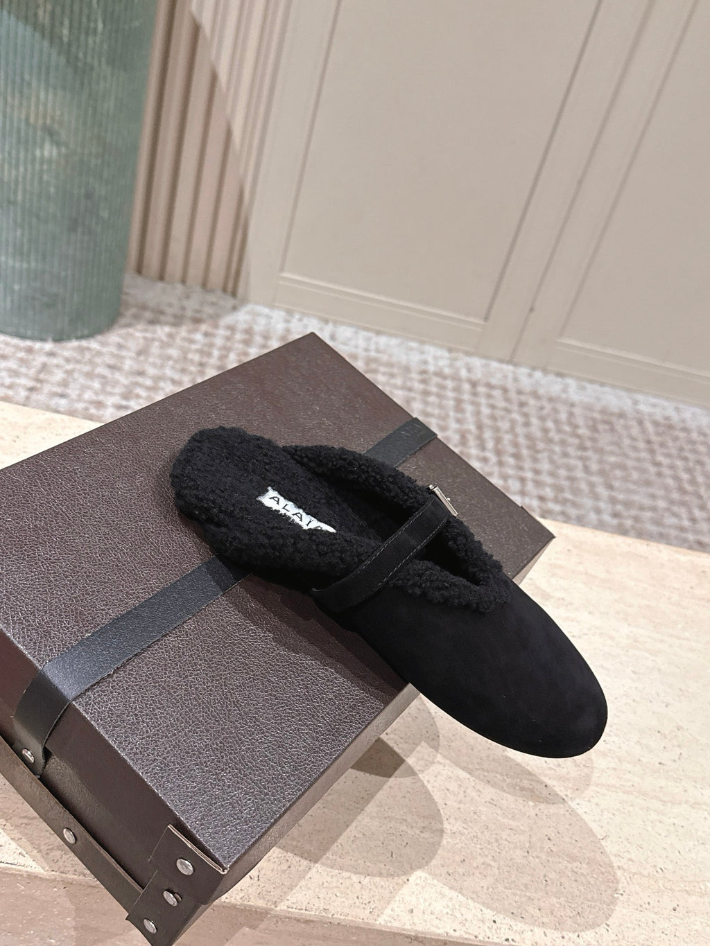 Brown Shearling-Lined Loafers