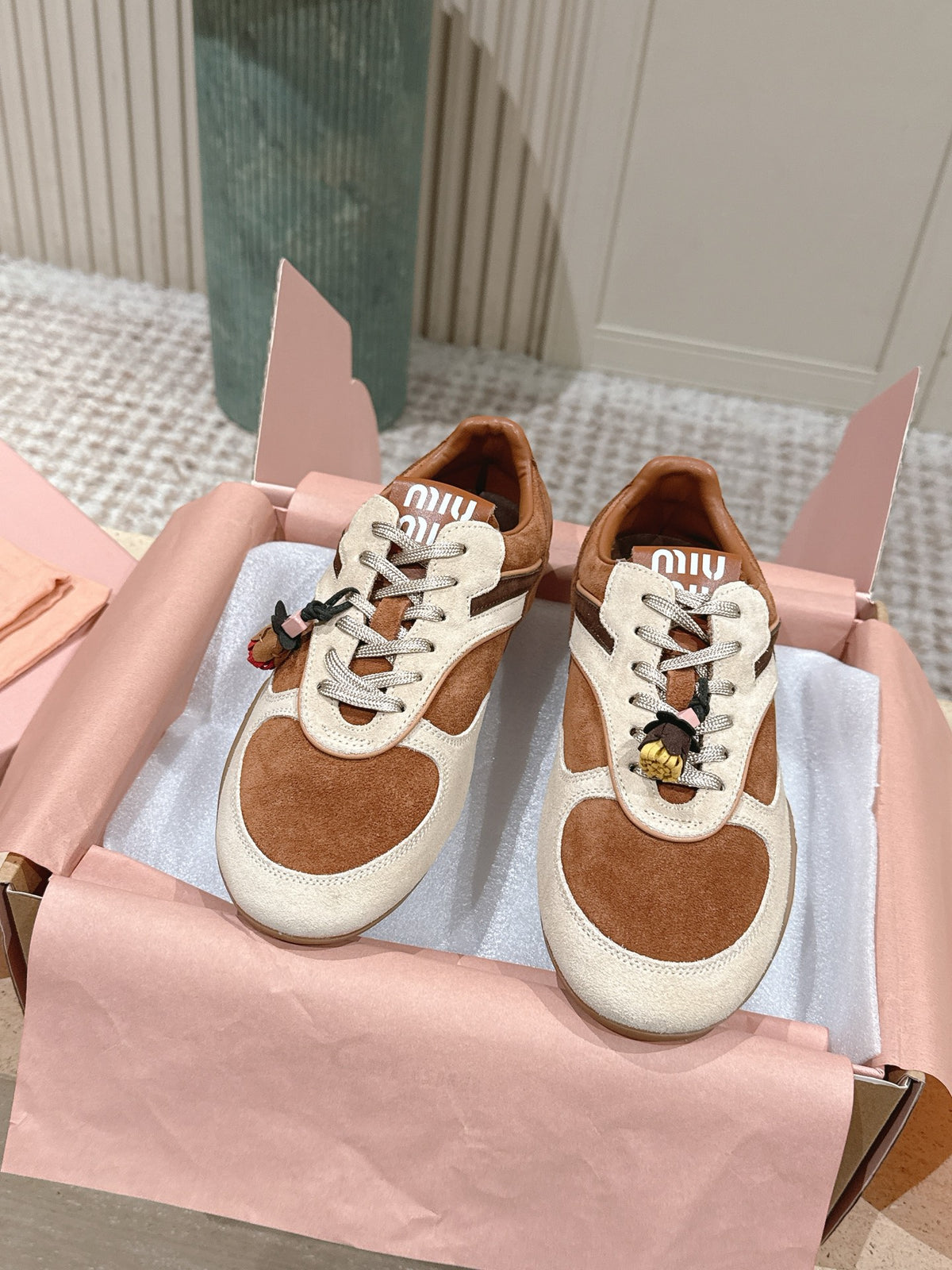 suede and shearling sneakers