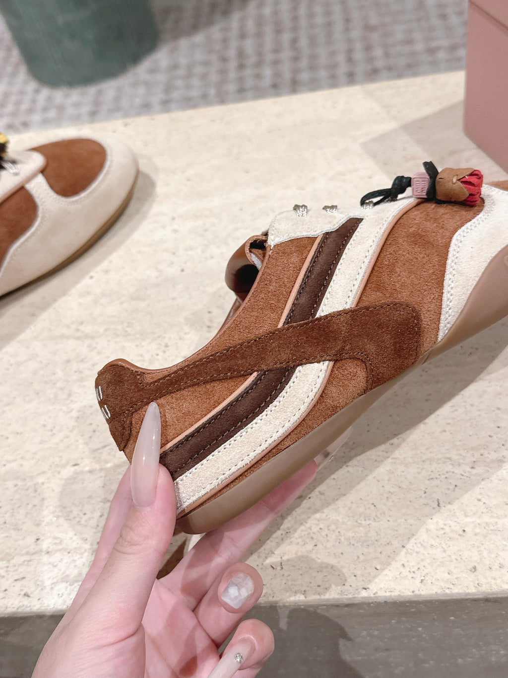 suede and shearling sneakers