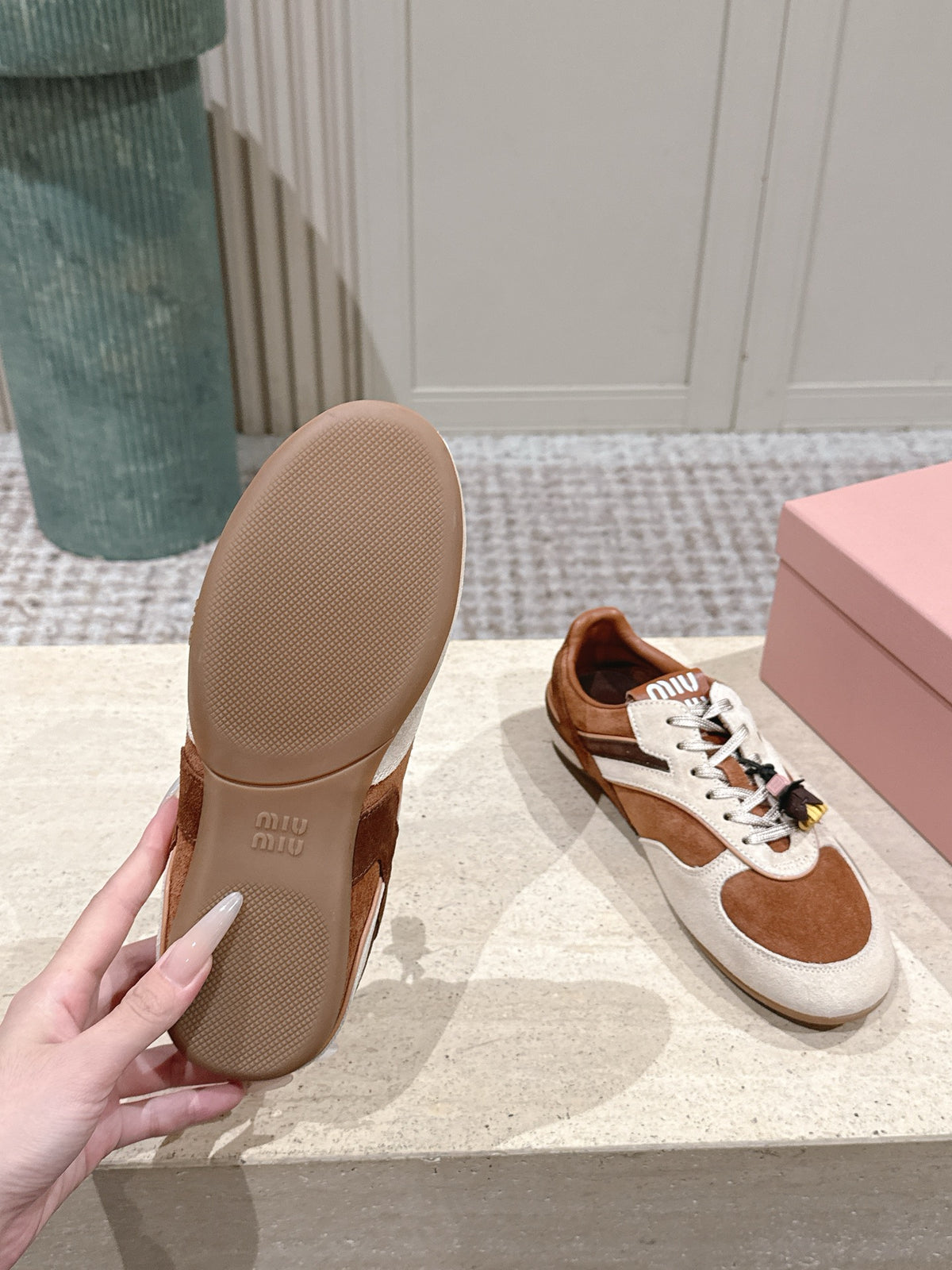 suede and shearling sneakers