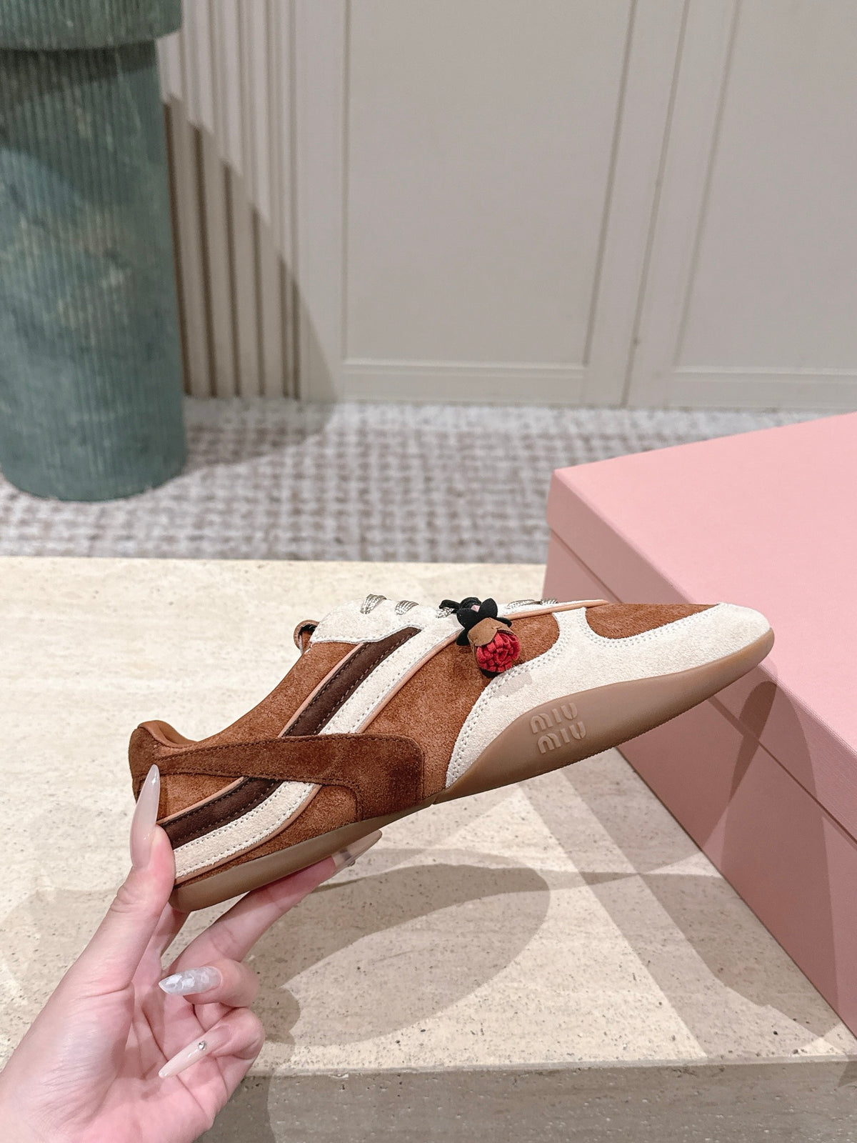 suede and shearling sneakers