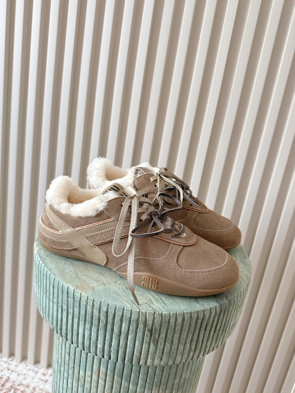 Gymnasium leather-trimmed suede sneakers