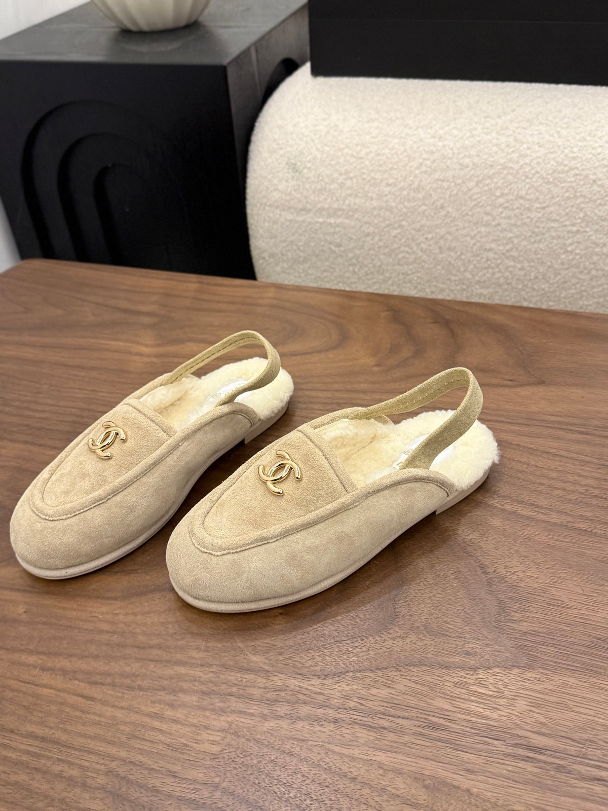 Suede Calfskin Slingback Loafers