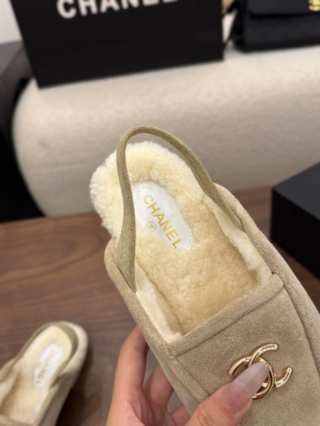 Suede Calfskin Slingback Loafers