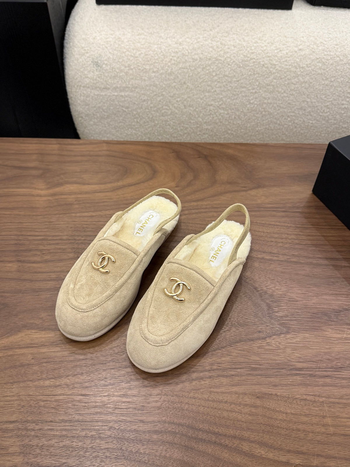 Suede Calfskin Slingback Loafers