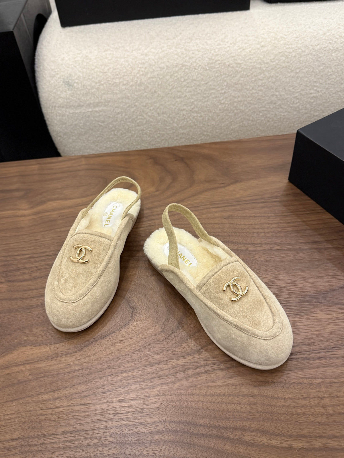 Suede Calfskin Slingback Loafers