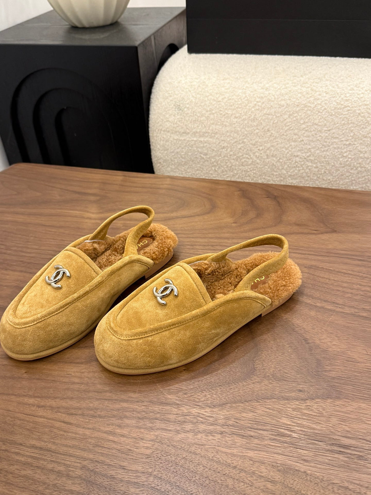 Suede Calfskin Slingback Loafers