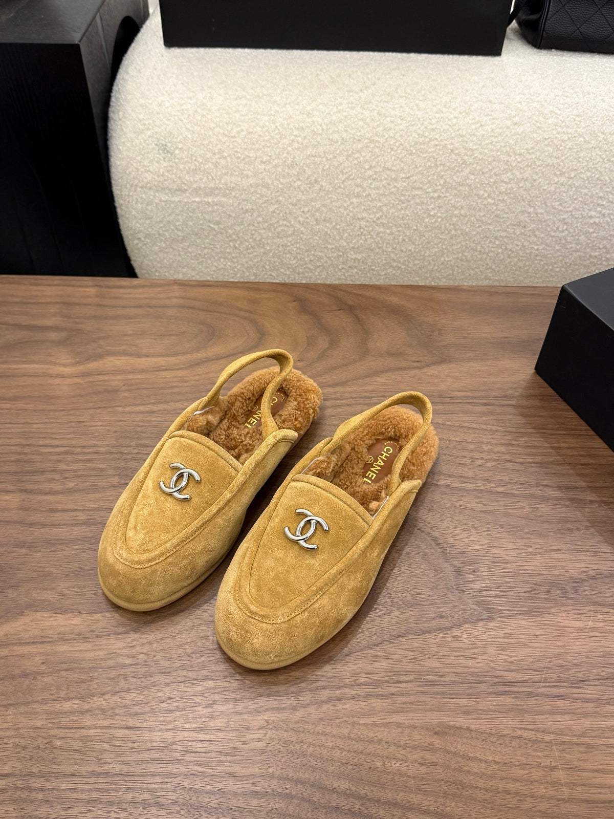 Suede Calfskin Slingback Loafers