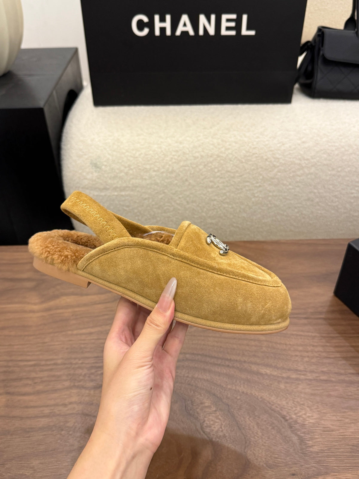 Suede Calfskin Slingback Loafers