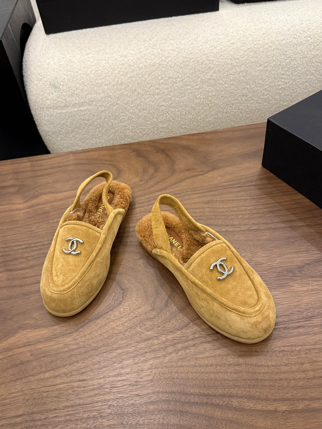 Suede Calfskin Slingback Loafers